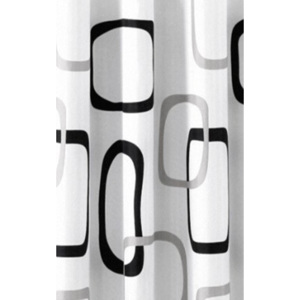 AQUALINE Sprchový závěs 180x200cm, polyester, bílá/černá/šedá ZP004