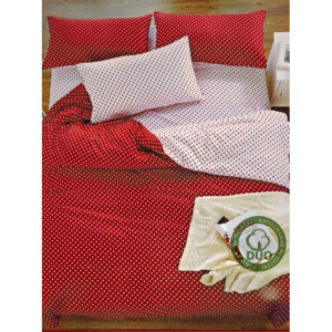 BODKY - posteľné obliečky 140x200cm červené