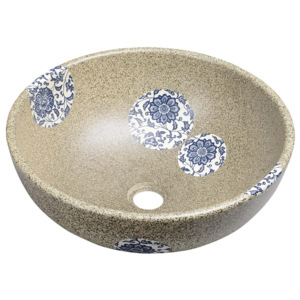 Sapho PRIORI keramické umývadlo, priemer 42cm,15cm, kameň s modrým vzorom