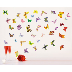 Samolepiaca dekorácia Zlet na lúčke motýle
