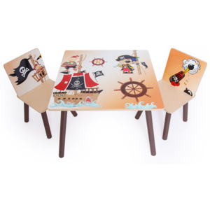 Homestyle4U Detský stôl s stoličkami Pirát