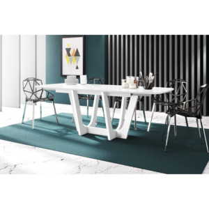 Luxusný rozkladací jedálenský stôl URBINO 160 biela vysoký lesk DOPRAVA ZADARMO