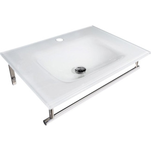 Sapho MADLEN 70x50cm sklenené umývadlo s nerezovou podperou , číre s bielym podkladom( 2501-01 )