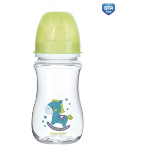 Antikoliková fľaštička so širokým hrdlom Canpol Babies EasyStart - TOYS 240 ml - zelená