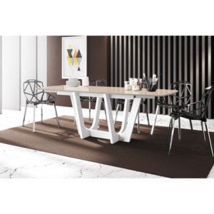 Luxusný rozkladací jedálenský stôl URBINO 160 cappucino-biela vysoký lesk DOPRAVA ZADARMO