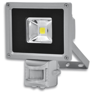 Ecolite Šedý LED reflektor 10W s pohybovym senzorom Farba svetla: Denná biela