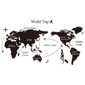 Samolepiaca dekorácia World trip mapa sveta