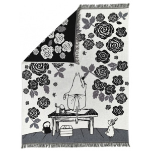 Bavlnená deka Moomin Rose Garden 130x170, čierno-biela Finlayson