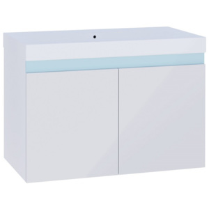 Kúpeľňová skrinka pod umývadlo SIMBA, 80x50x40 cm, biela/biely lesk
