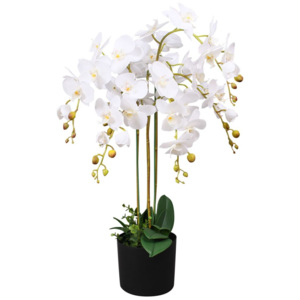 Umelá rastlina, orchidea s kvetináčom 75 cm, biela