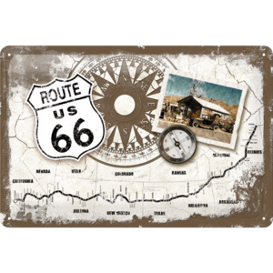Nostalgic Art Plechová ceduľa: Vintage ceduľa Route 66 - 20x30 cm