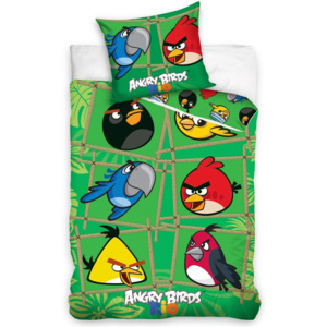 Tip Trade Detské bavlnené obliečky Angry Birds Green, 140 x 200 cm, 70 x 90 cm