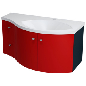 Erra AILA umývadlová skrinka 110x39cm, červená/čierna, zásuvky vľavo ( 55637 )