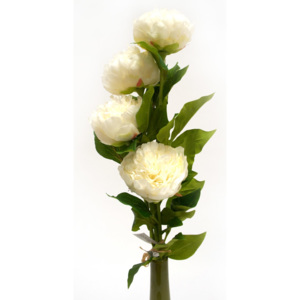 Umelá kvetina pivonka, biela, darčekové balenie, 4 ks, Livo