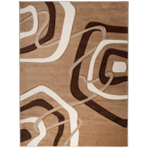 Kusový koberec moderné tvary tmavo béžový, Velikosti 80x150cm