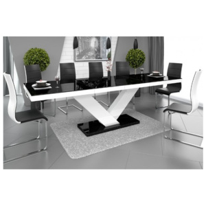 Luxusný rozkladací jedálenský stôl VICTORIA čierna/biela/čierna DOPRAVA ZADARMO