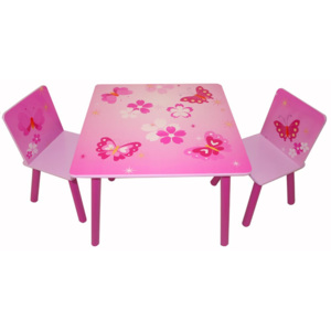 Homestyle4U Detský stôl so stoličkami Motýliky