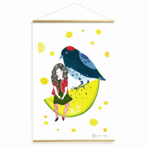 Djeco Plagát Dievča a vtáčik, 40x60 cm