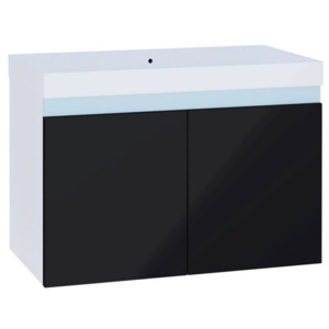 Kúpeľňová skrinka pod umývadlo SIMBA, 80x50x40 cm, biela/čierny lesk