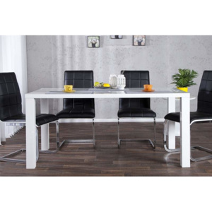 Lesklý biely jedálenský stôl Lucente  80 x 160 cm - 40 mm »