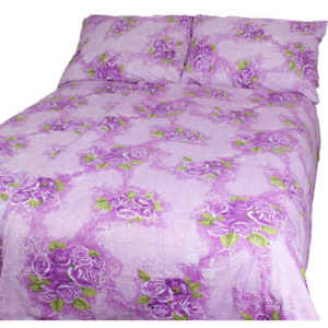 Home of Dream Bavlnené obliečky Karolína 2-dielna sada Silver so vzorom fialových kvetín 70x90 140x200