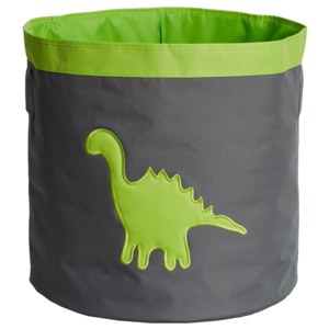STORE !T Úložný kôš so zeleným dinosaurom, šedý - 44 cm