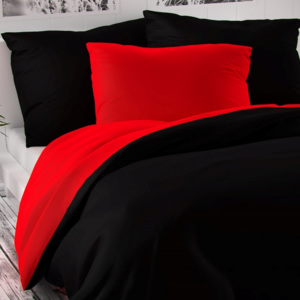 Kvalitex Saténové obliečky Luxury Collection červená / čierna, 140 x 220 cm, 70 x 90 cm
