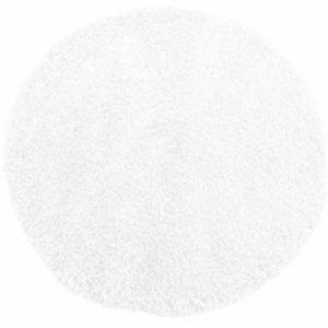 Kusový koberec Shaggy vlas 50 mm biely kruh, Velikosti 60x60cm