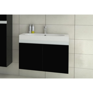 Kúpeľňová skrinka pod umývadlo SIMBA, 80x50x40 cm, čierna/čierny lesk
