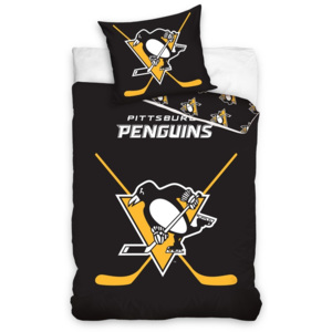 TipTrade Bavlnené svietiace obliečky NHL Pittsburgh Penguins , 140 x 200 cm, 70 x 90 cm