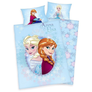 Herding Detské bavlnené obliečky Ľadové kráľovstvo Frozen Anna a Elsa, 100 x 135 cm, 40 x 60 cm