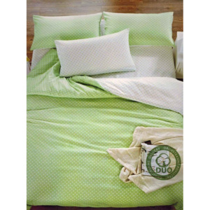 BODKY - posteľné obliečky 140x200cm zelená