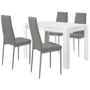 Set bieleho jedálenský stola a 4 sivých jedálenských stoličiek Støraa Lori and Barak, 120 x 80 cm