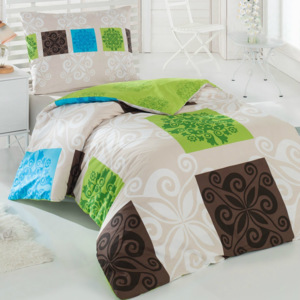 Bedtex bavlna obliečky Sedef zelená, 160 x 200 cm, 2 ks 70 x 80 cm