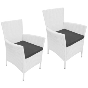 Polyratanové biele záhradné stoličky, 2 ks, 58x61x88 cm