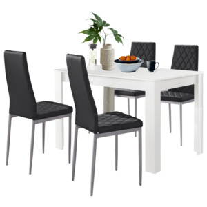 Set bieleho jedálenský stola a 4 čiernych jedálenských stoličiek Støraa Lori and Barak, 120 x 80 cm