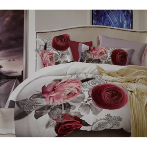 Home of Dream bavlnené 3D obliečky 3-dielna sada so vzorom ružových a červených ruží 70x90 40x50 140x200