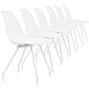 [en.casa]® Sada dizajnových stoličiek - 6 kusov - biele