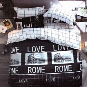 LOVE ROMA foto obliečky 140x200cm čierna