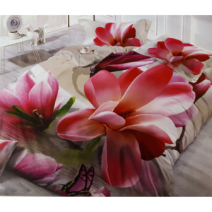 Home of Dream bavlnené 3D obliečky 3-dielna sada so vzorom štipky pestro-farebných kvetín 70x90 40x50 140x200