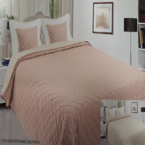 Newtex Obojstranný prehoz na posteľ krémovo-práškovo ružový 220x240 70x90