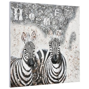 [art.work] Ručne maľovaný obraz - zebry - plátno napnuté na ráme - 100x100x3,8 cm
