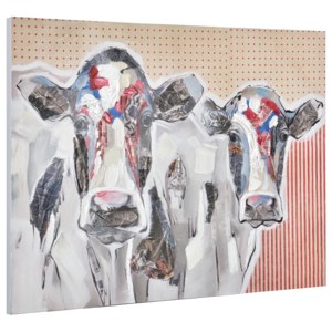 [art.work] Ručne maľovaný obraz - kravy - plátno napnuté na ráme - 90x120x3,8 cm