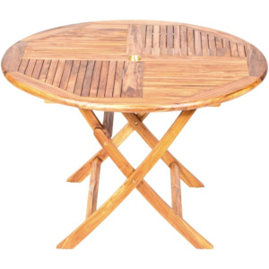 Skladací záhradný stôl s doskou z teakového dreva Massive Home Shankar, ⌀ 120 cm