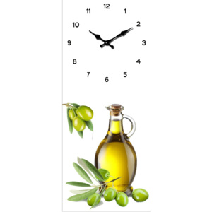 Postershop Nástenné sklenené hodiny: Olivy (2) - 50x20 cm