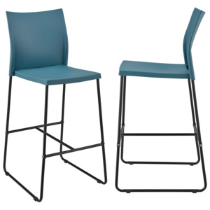 [en.casa]® Sada dizajnových barových stoličiek - 2 kusy - 107 x 31 x 48 cm - tyrkysové