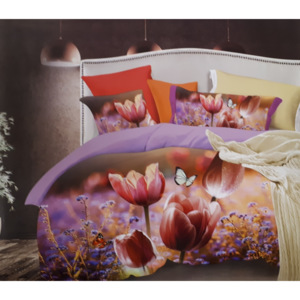 Home of Dream bavlnené 3D obliečky 3-dielna sada s kvetinami s motýlikom 70x90 40x50 140x200