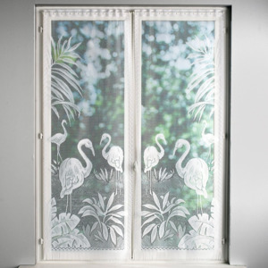 Blancheporte Vitrážky s plameniakmi, súprava 2 ks biela 60x120cm