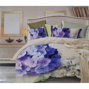 Home of Dream bavlnené 3D obliečky 3-dielna sada so vzorom modrého a bieleho Tulipánu 70x90 40x50 140x200