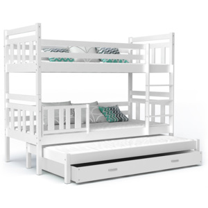 Poschodová posteľ s prístelkou Marlin biela Color 184x80